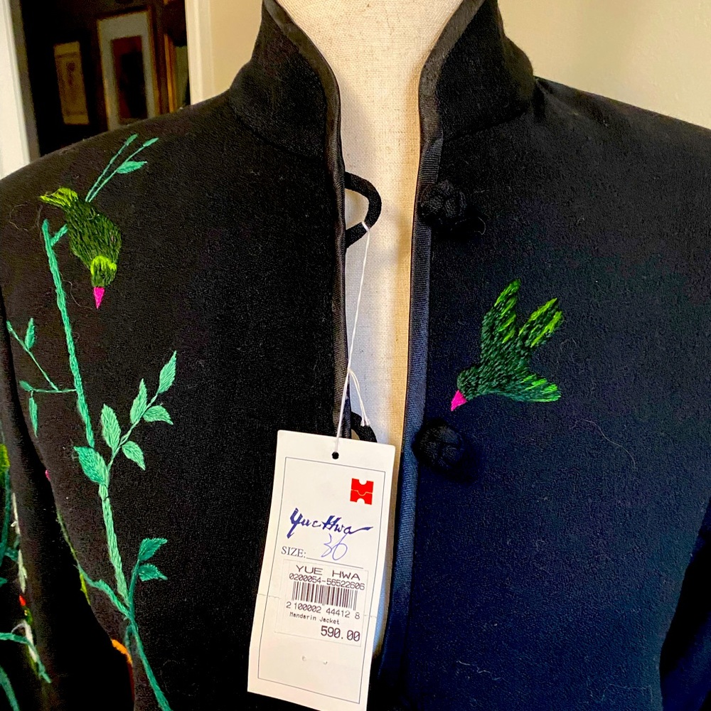 Embroidered Wool Crepe Jacket, fully lined